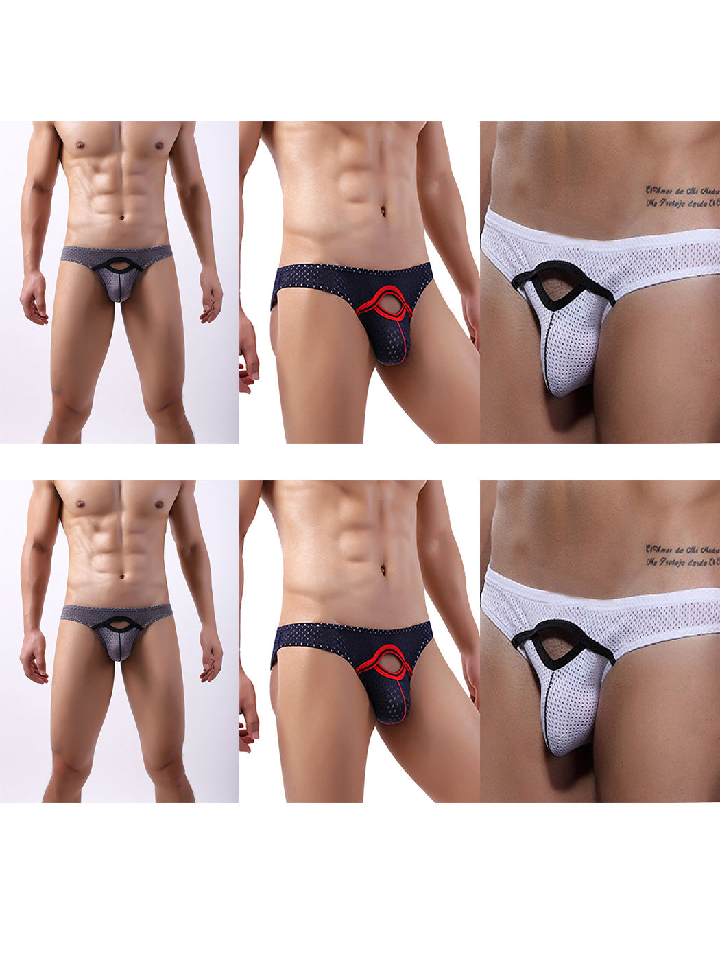 6 Pack Men's Sexy Hollow Out Bikinis