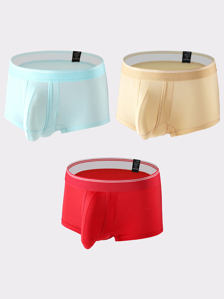 3 Pack Men's Mid-Rise Separation Breathable Elastic Trunks