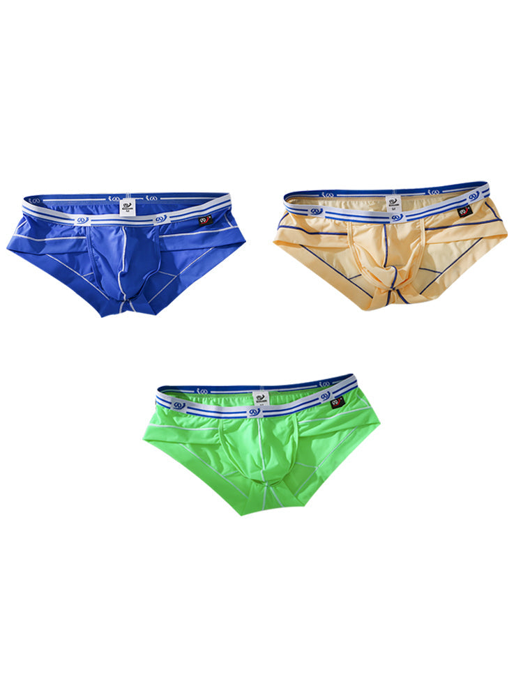 3 Pack Sexy Fashion Ice Silk Solid Color Men's Briefs