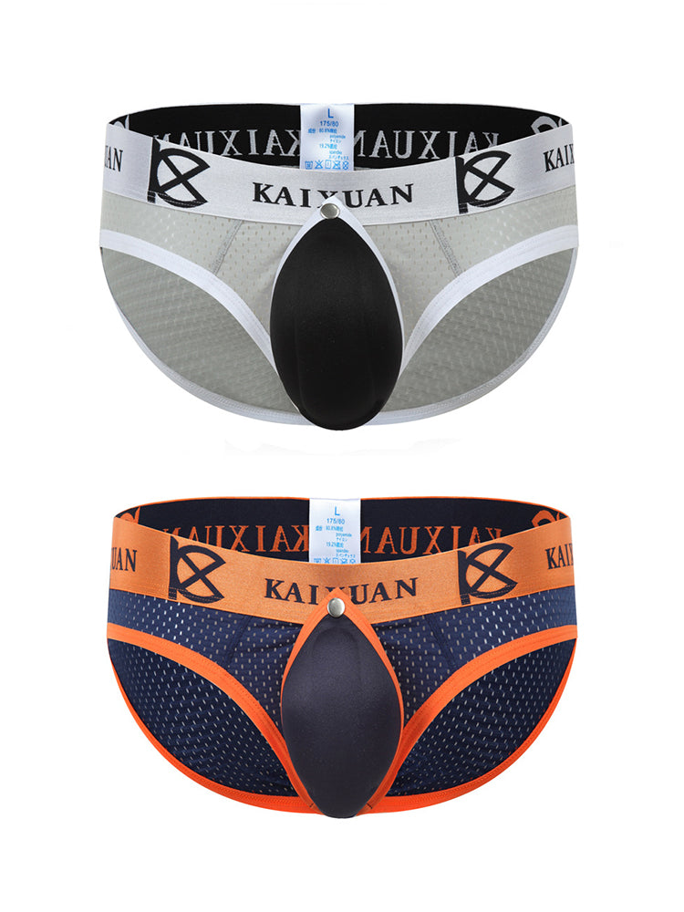 2 Pack Men's Sexy Mesh Front Opening Sponge Coaster Briefs