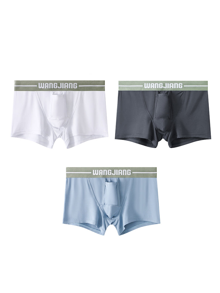 3 Pack Men's Breathable Trunks with Front Pouch