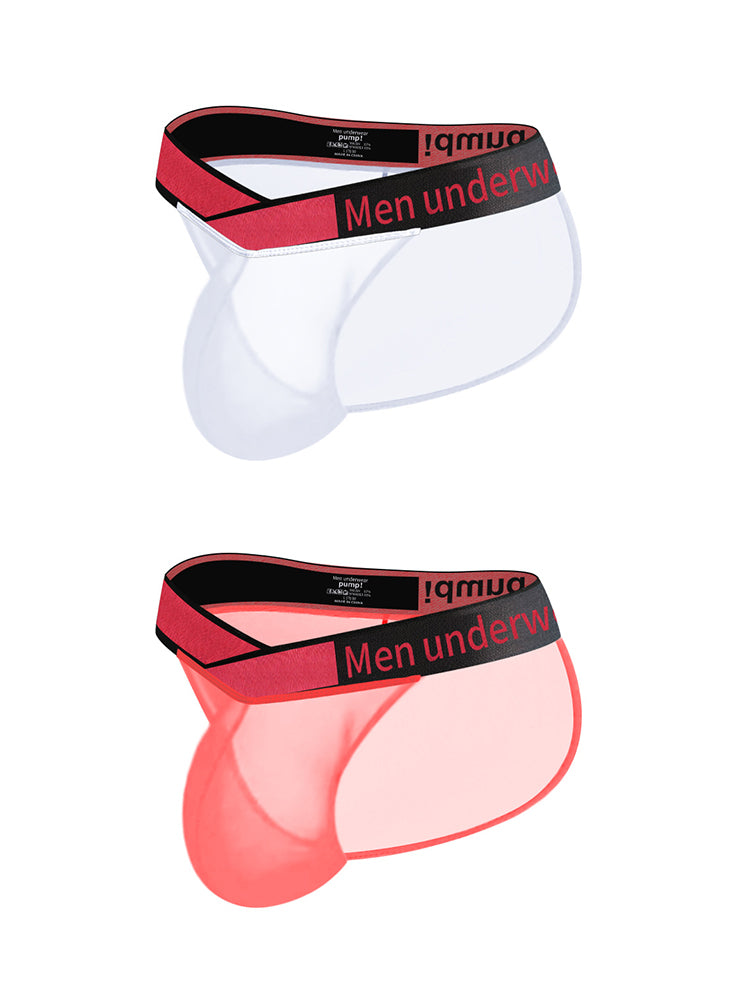 2 Pack Men's Large Pouch Semi-Transparent Sexy Bikini