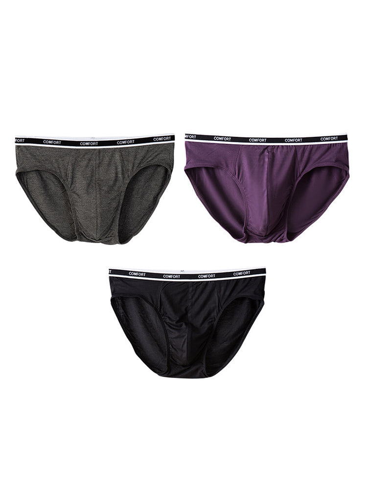 3 Pack Men's Soft and Breathable Solid Color Modal Briefs
