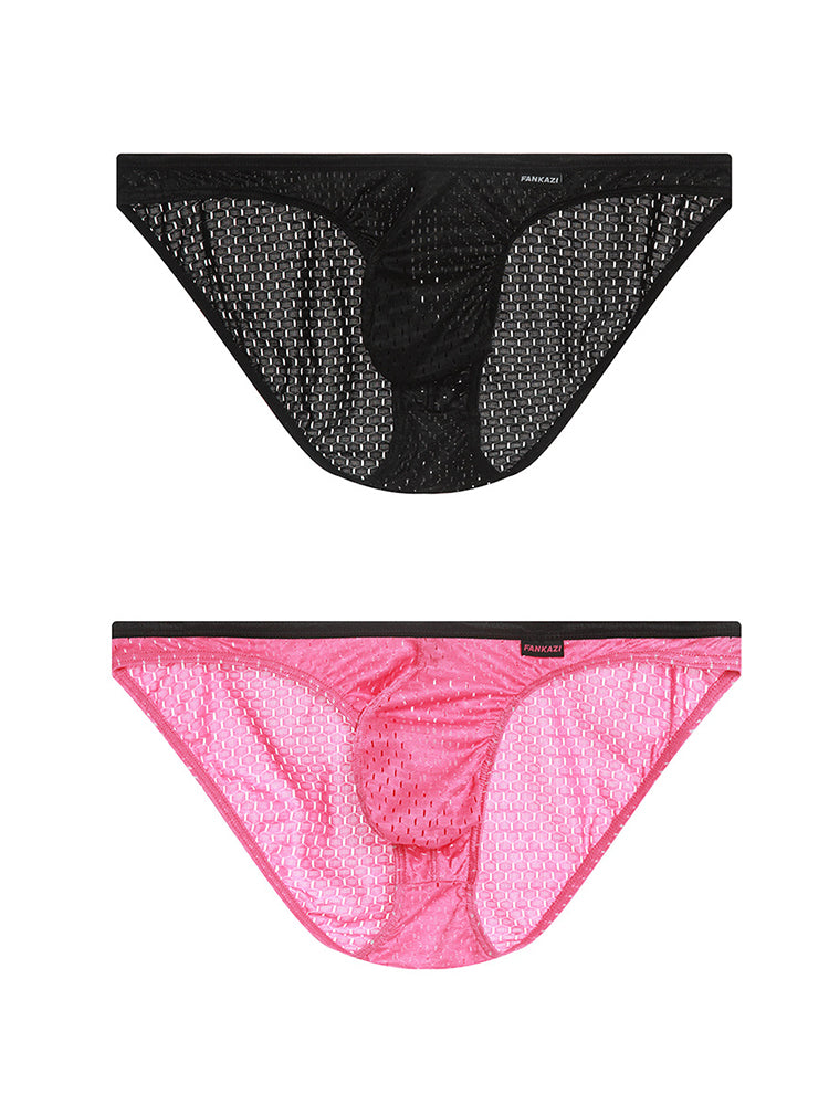 2-pack Men's Low-rise Mesh U-shaped Convex Pocket Sports Briefs
