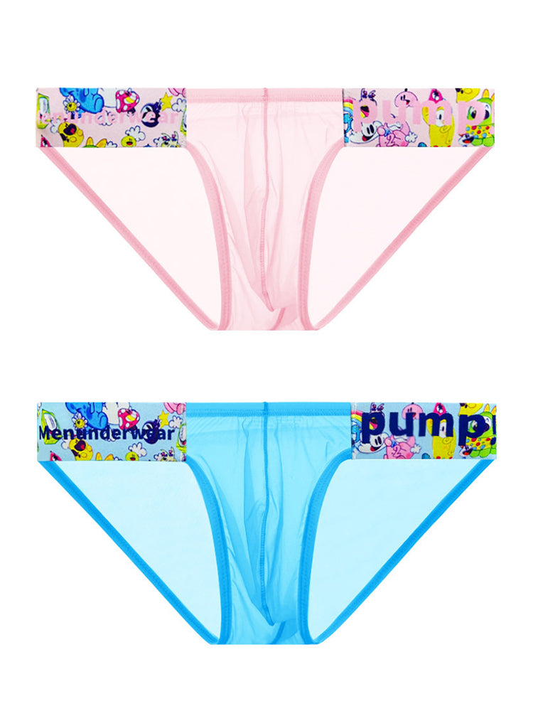 Men's Cartoon High-Cut Triangle Briefs | Breathable Transparent Stylish Underwear