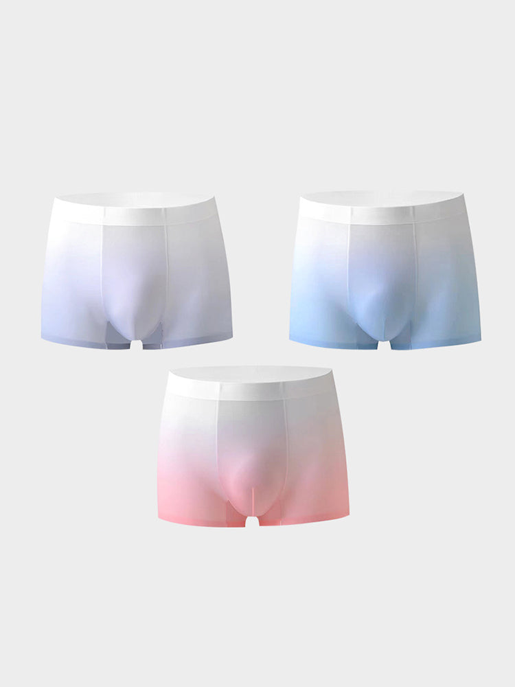 3 Pack Men's Ice Silk Gradient Quick-Dry Ultra-Thin Breathable Antibacterial Trunks