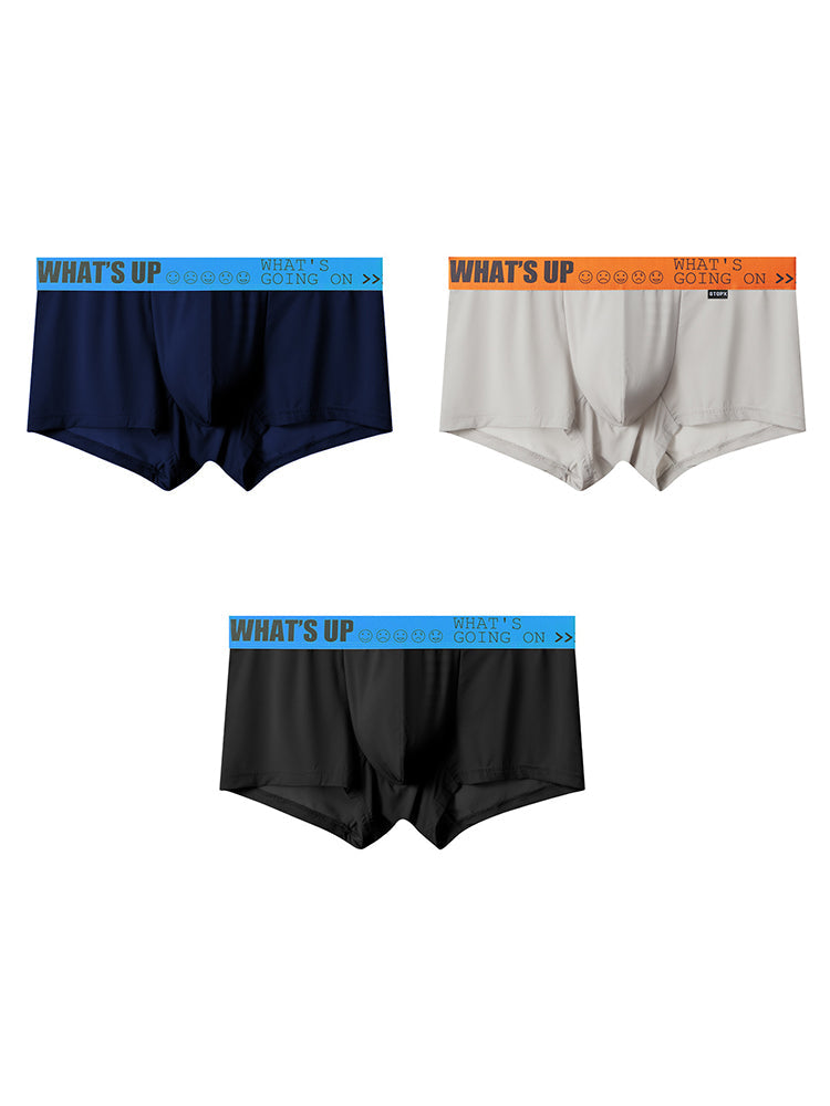 3-pack Men's Ice Silk Solid Color Breathable Briefs