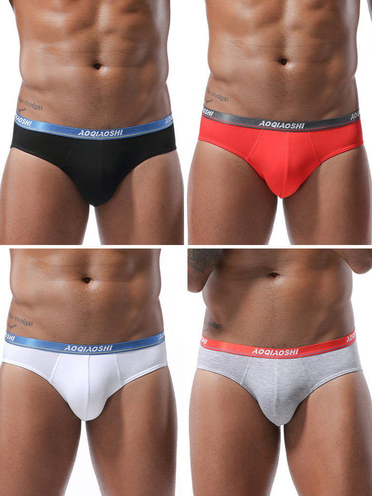 4 Pack Men's Stylish 3D U Convex Pouch Briefs
