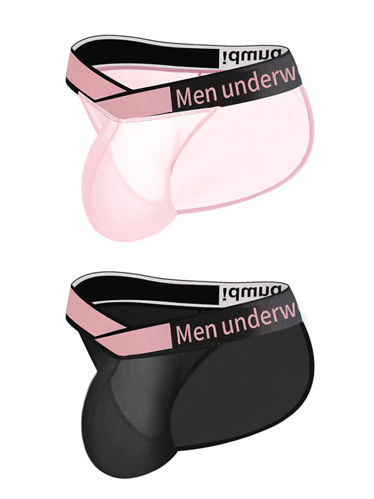 2 Pack Men's Sexy Bikini with See-through Pouch