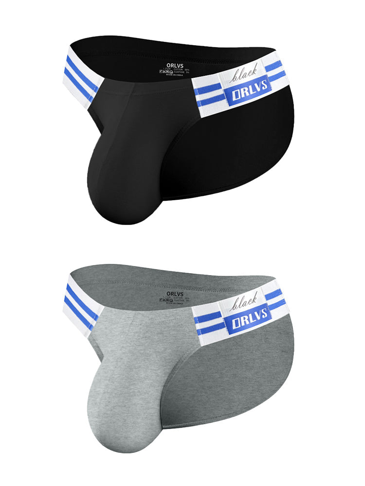 2-pack Men's High-cut Cotton Navy Striped Stretch Briefs