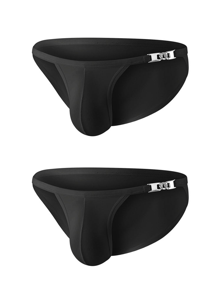 メンズ Uポーチ ローライズ メタルクラスプ 薄型ブリーフ 2枚組