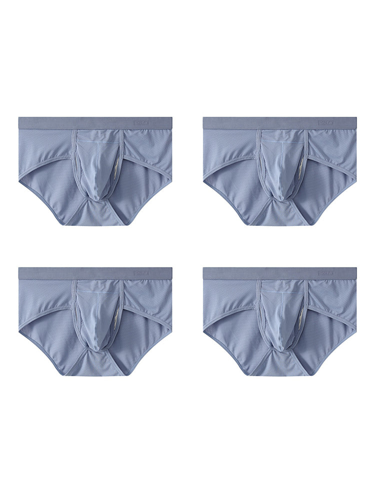 4 Pack Men's Large Pouch Separation Ice Silk Briefs