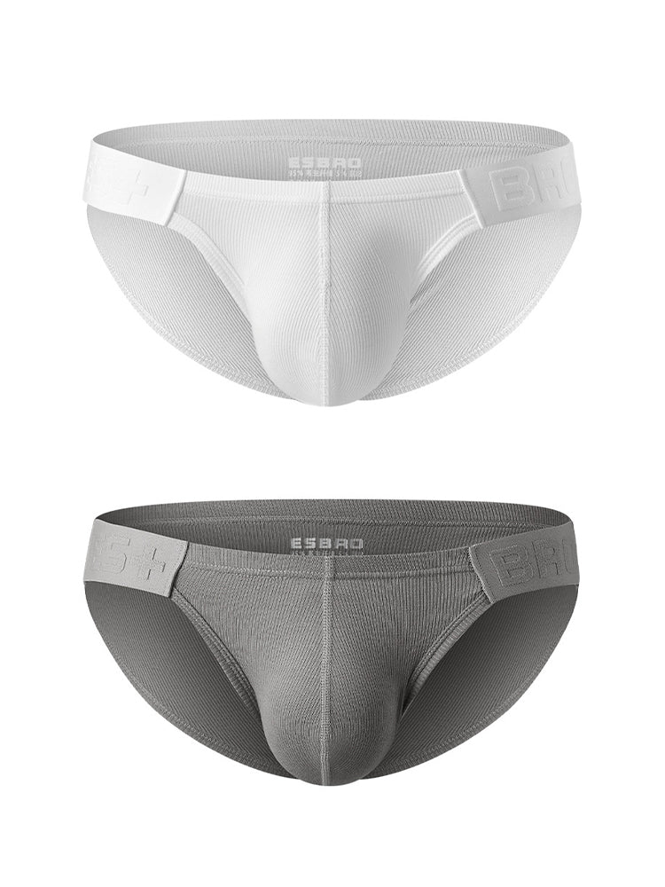 2 Pack Men's Solid Color Low Rise Sweat-Absorbent Large U-Shaped Small Pocket Briefs
