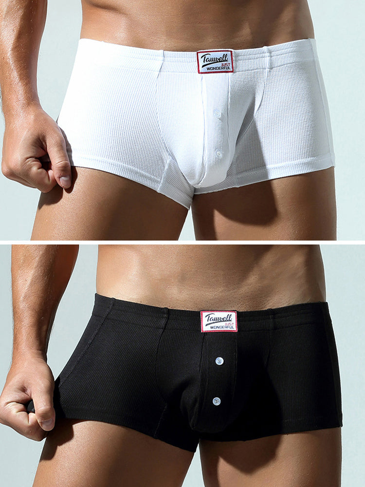 2 Pack Men's Soft Solid Color Simple Comfortable Breathable Trunks