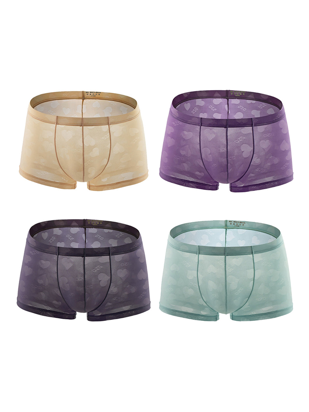 メンズセクシーハートメッシュトランクス4枚組