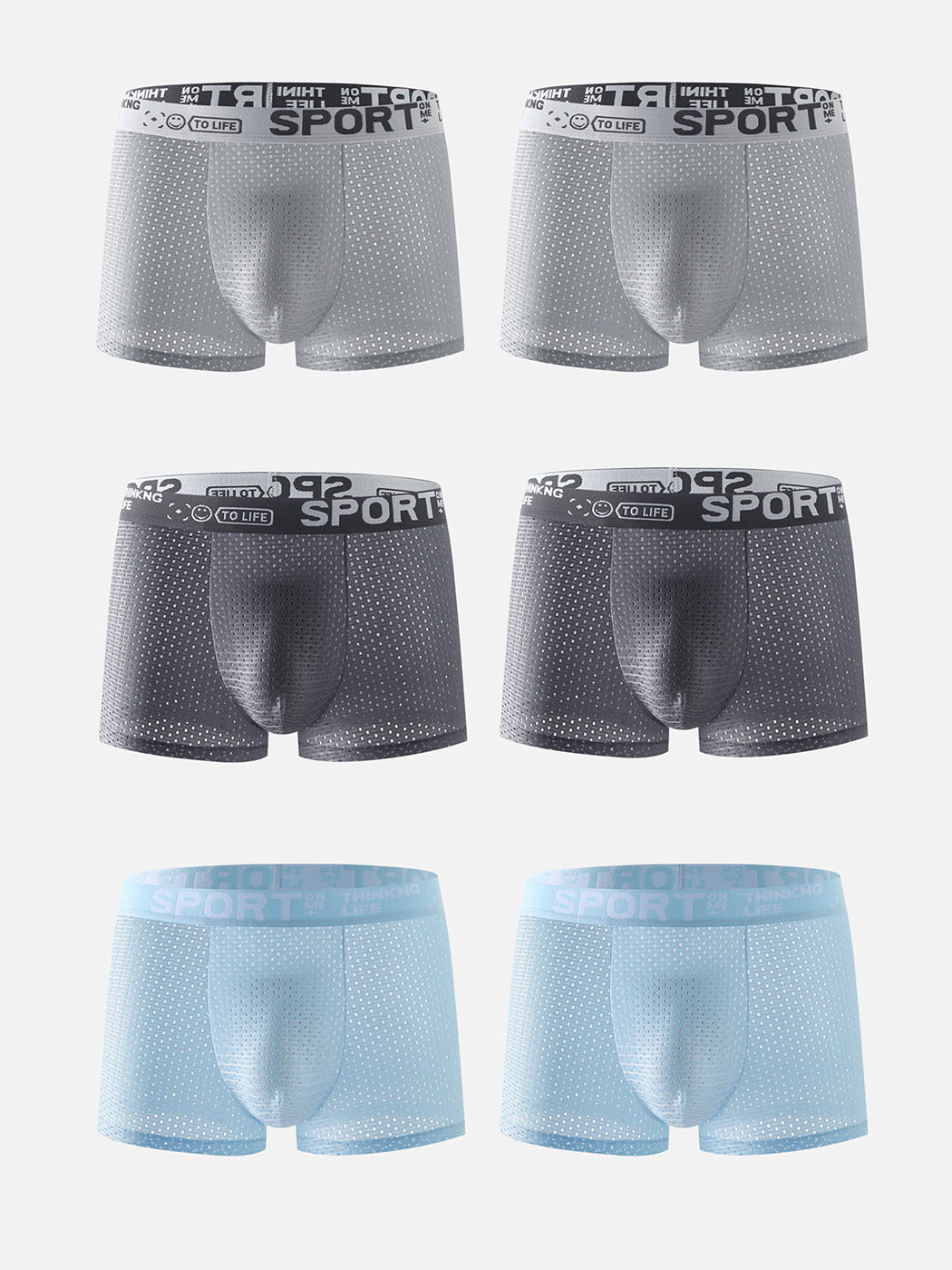 6 Pack Men's Contour Pouch Mesh Trunks