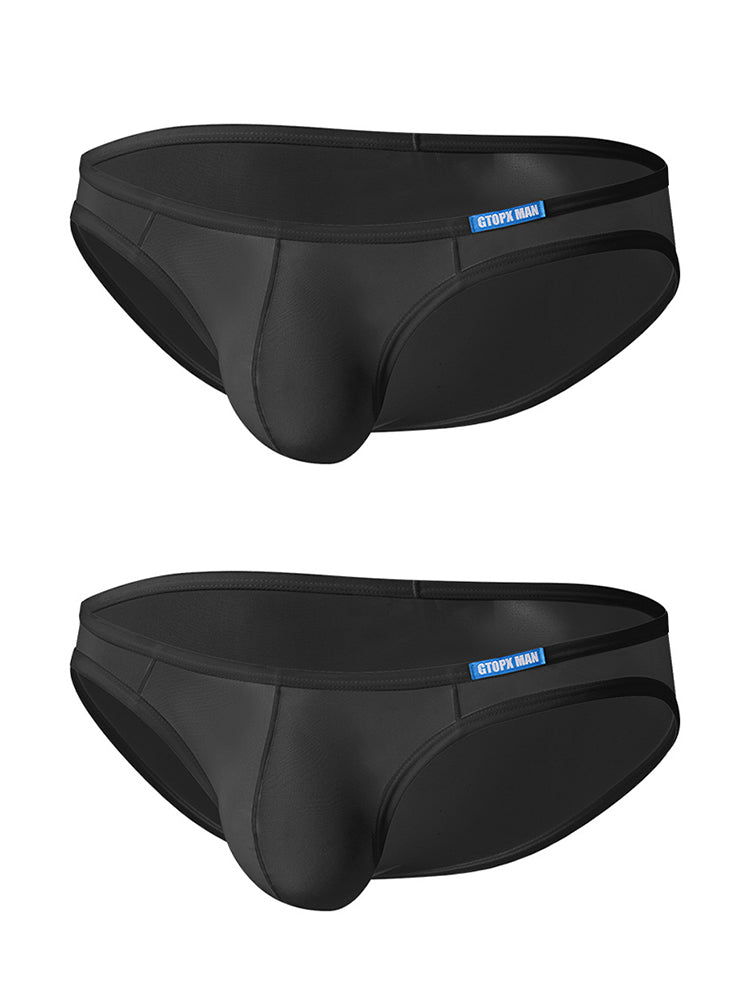 2 Pack Men's Thin Ice Silk Face Mask Fabric U-Convex Sexy Semi-Transparent Bikini