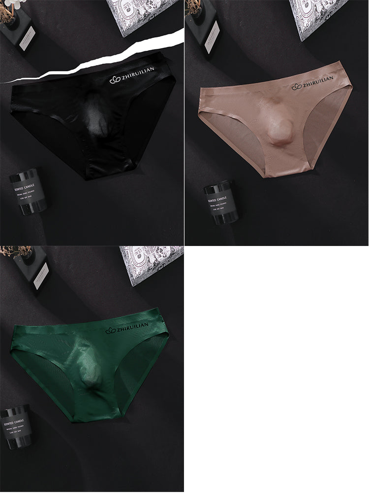 3 Pack Men's Ultra-Thin Seamless Ice Silk Cool-Touch Briefs