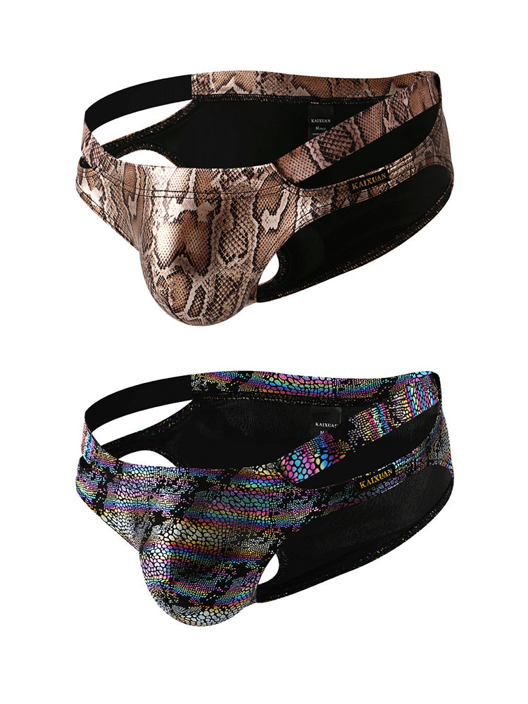 2-pack Men's Snake Print Hollow Briefs