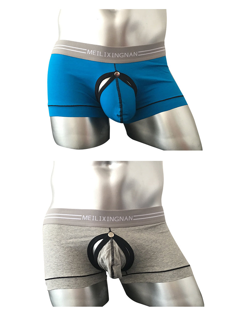 2 Pack Men's Detachable Pouch Breathable Boxer Briefs