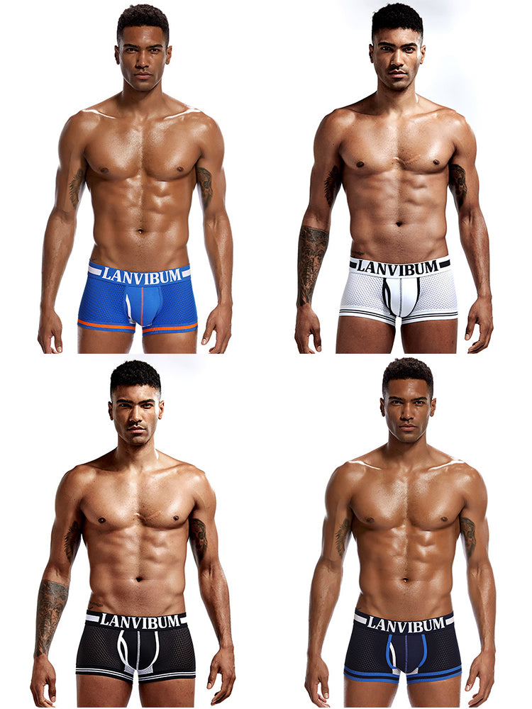 メンズ メッシュ 通気性 速乾 セクシー ナイロン トランクス 4枚組