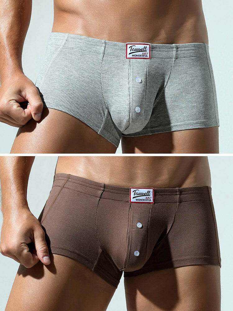 2 Pack Men's Soft Solid Color Simple Comfortable Breathable Trunks