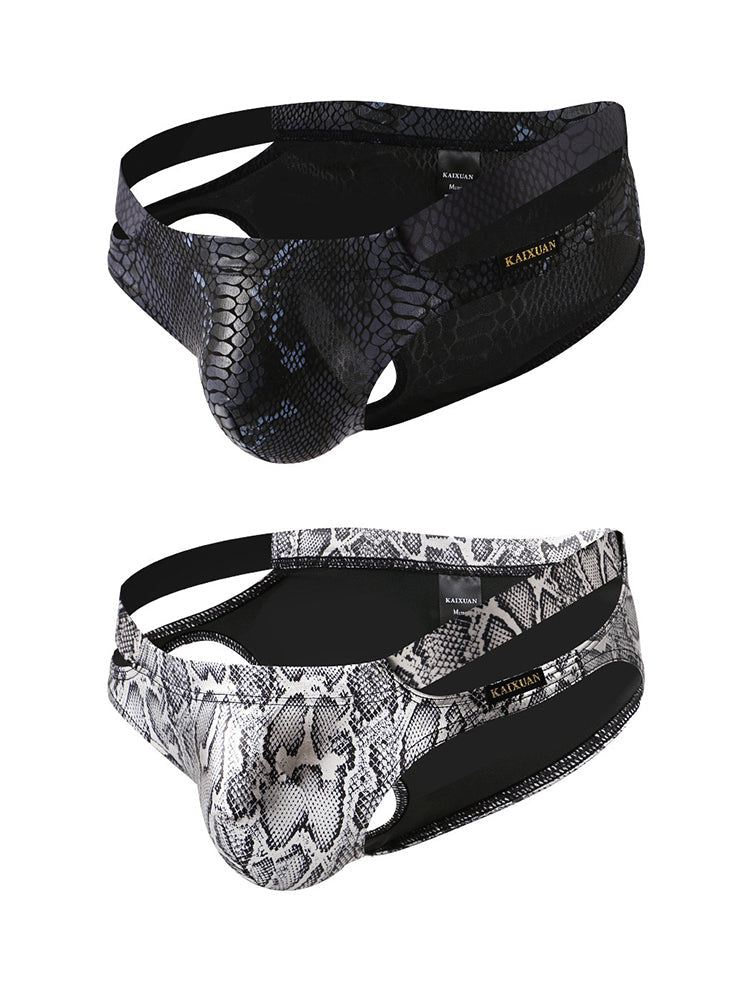 2-pack Men's Snake Print Hollow Briefs