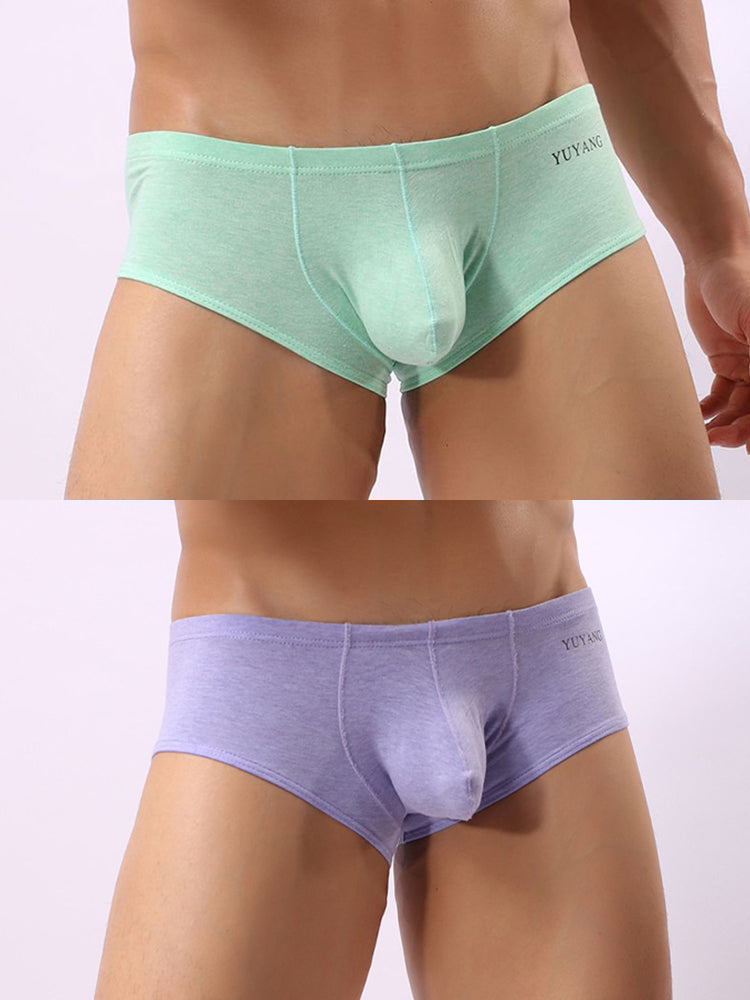 2 Pack Men's U-Pouch Casual Solid Trunks