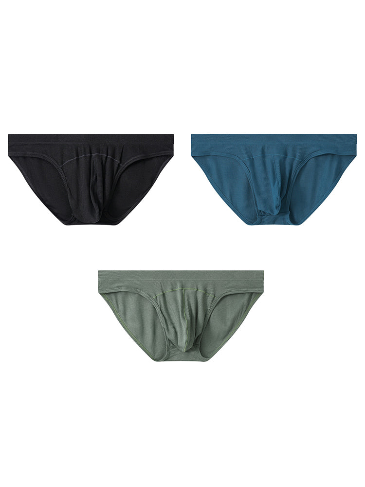 3 Pack Men's Sexy Threaded U-Shaped Briefs