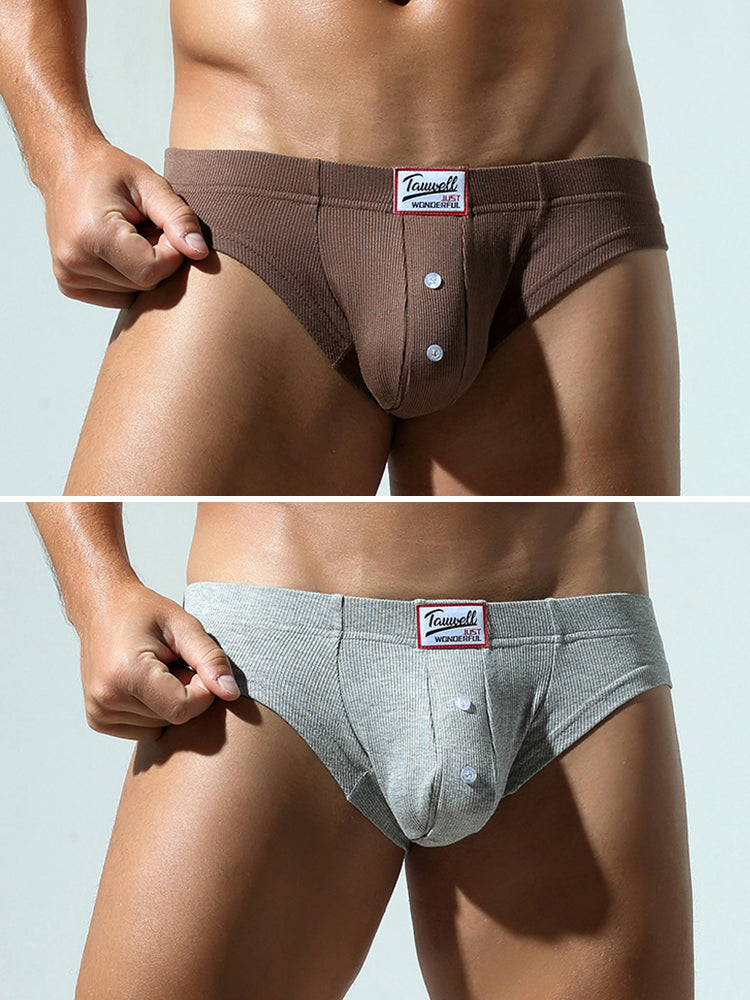 2 Pack Men's U-Pouch Low-Rise Button Briefs