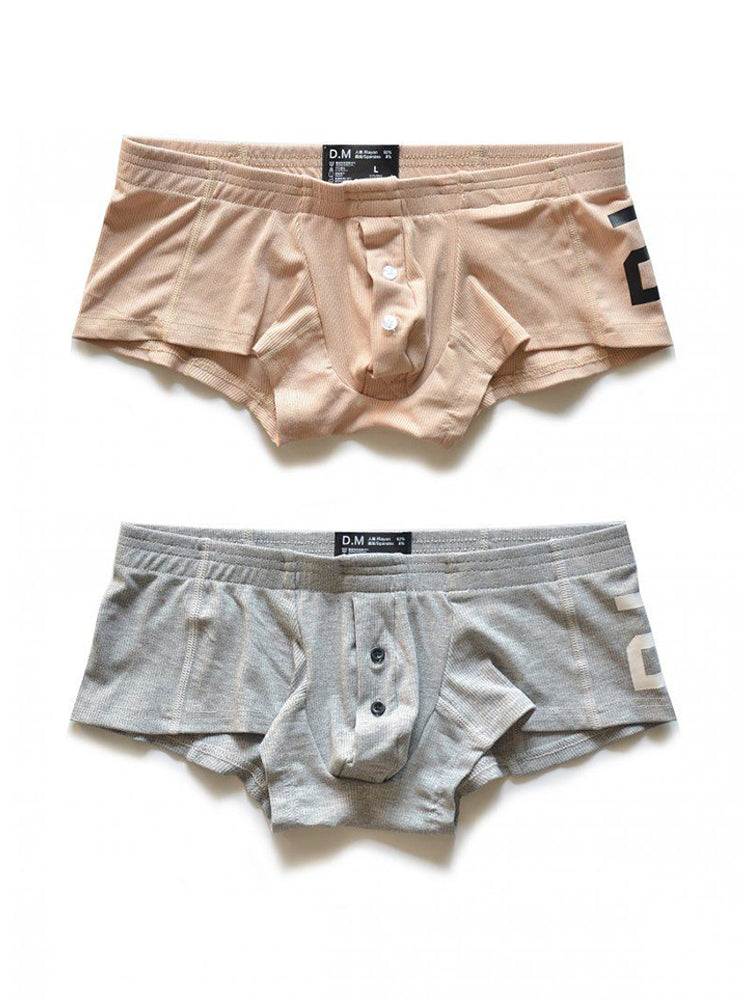 2-pack Men's Solid Color Comfortable Button-down Trunks