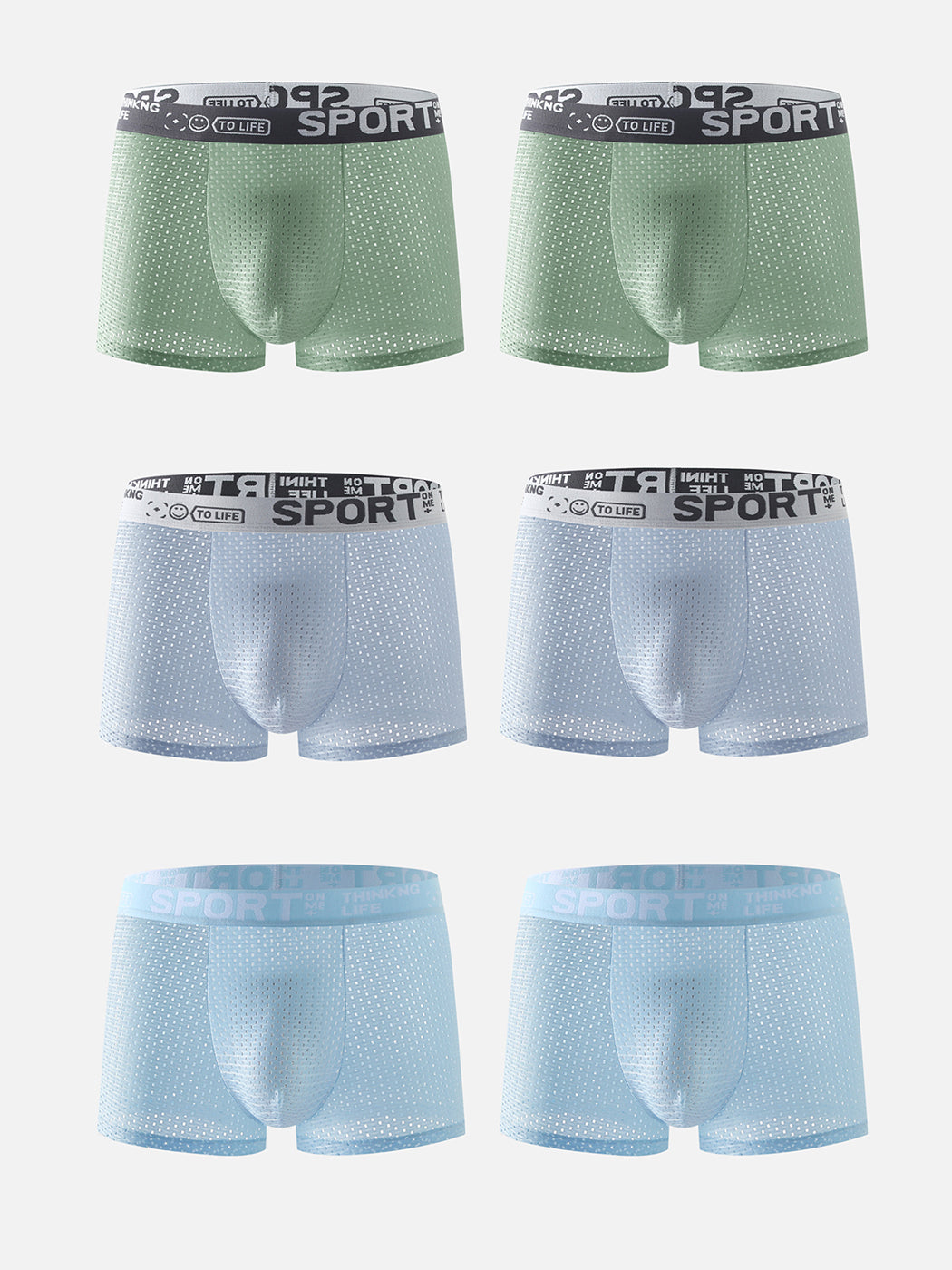 6 Pack Men's Contour Pouch Mesh Trunks