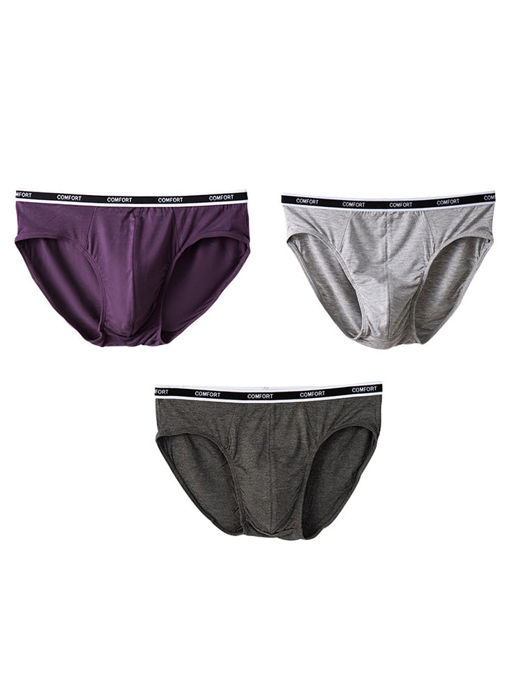 3 Pack Men's Soft and Breathable Solid Color Modal Briefs