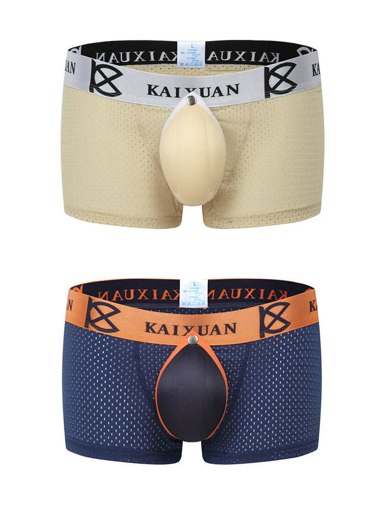 2-pack Men's Sexy Detachable Curled Cup Snap Hip Boxer Briefs