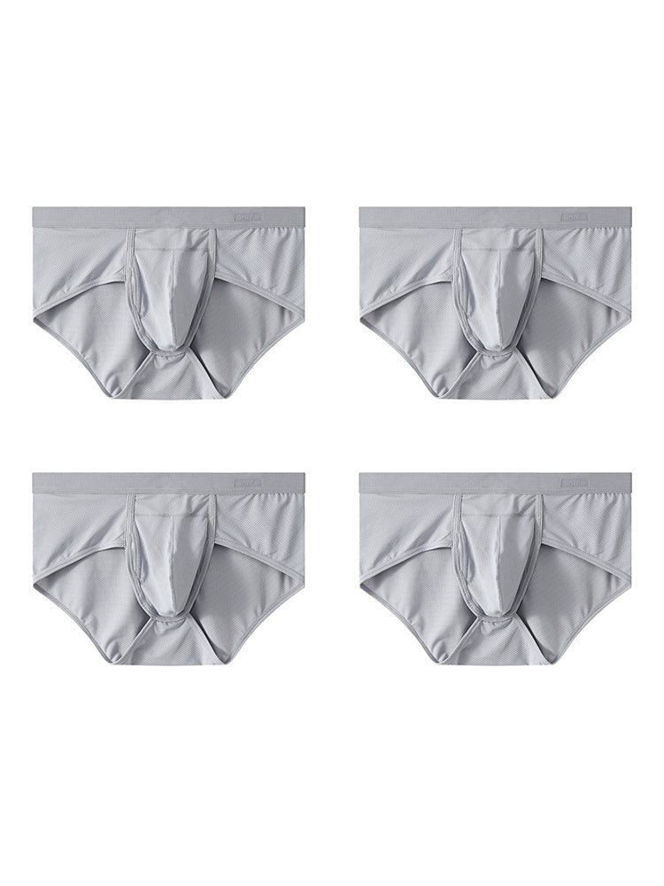 4 Pack Men's Large Pouch Separation Ice Silk Briefs