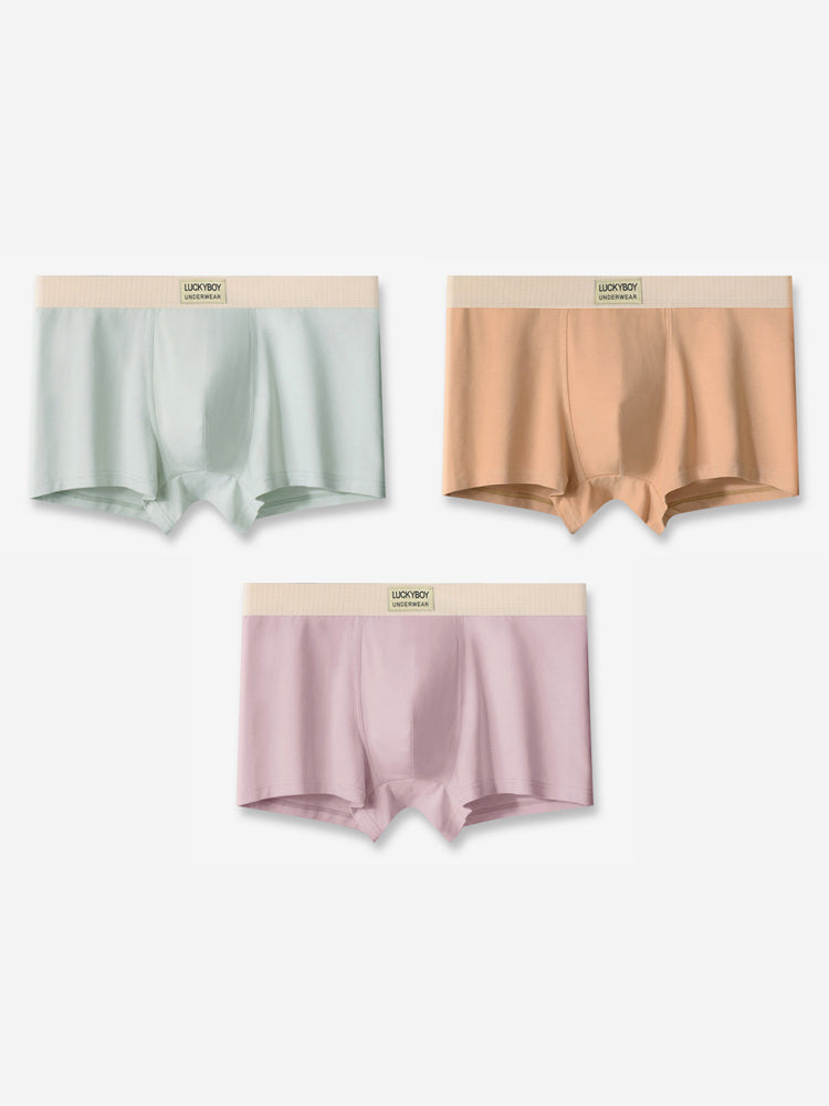 3 Pack Men's Cotton Mid-Rise Breathable Sports Tights Men's Boxer Briefs