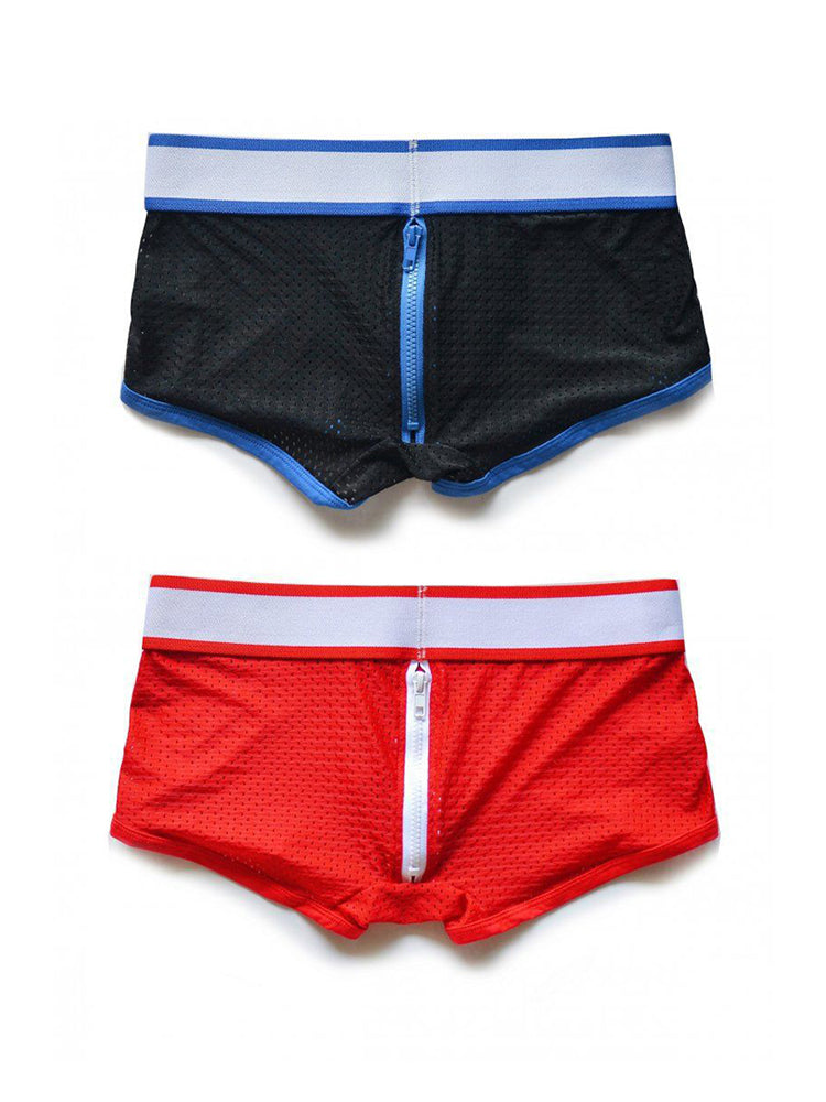 2 Pack Men's Fashionable Low-Rise Zipper Trunks