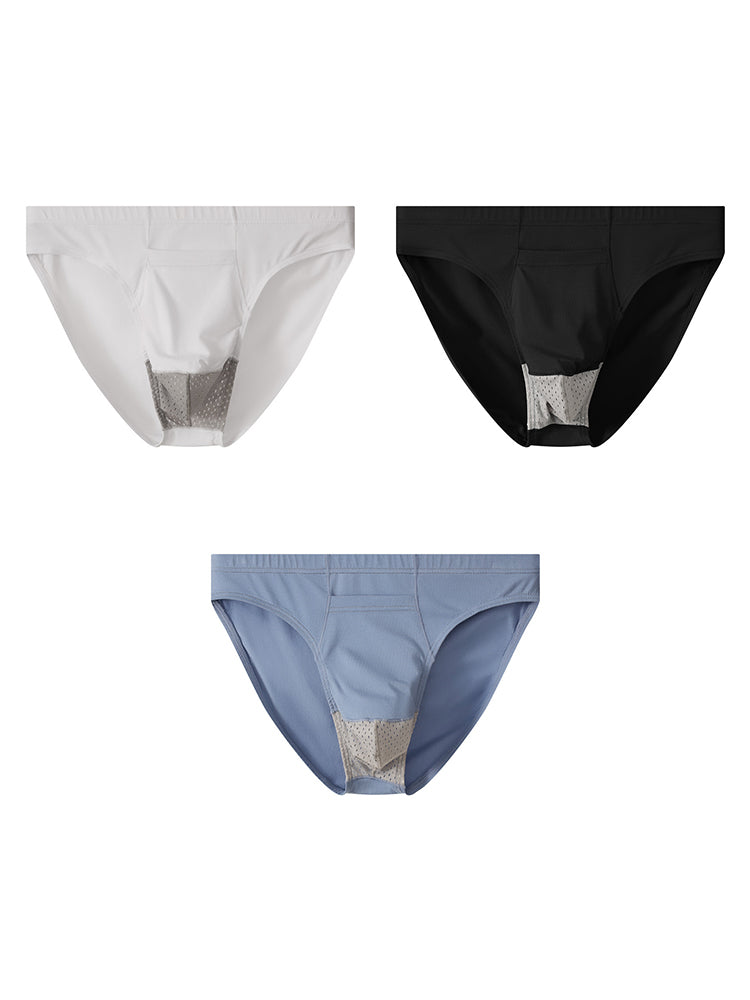 3 Pack Men's Sexy Mesh Breathable Gun Egg Separation Cotton Briefs