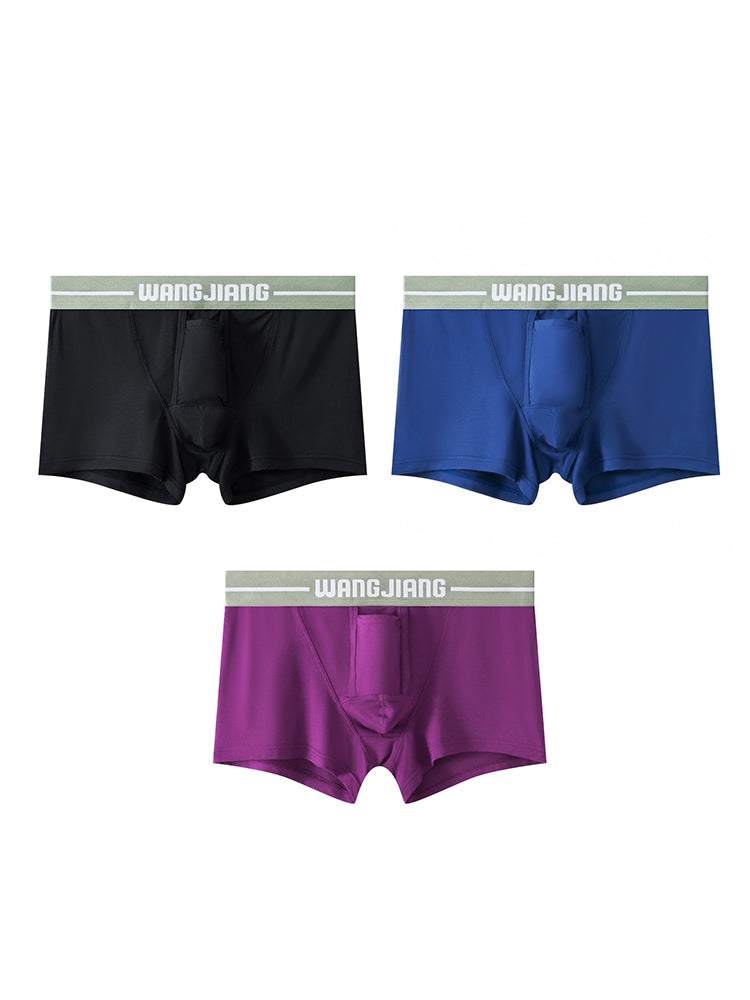 3 Pack Men's Breathable Trunks with Front Pouch