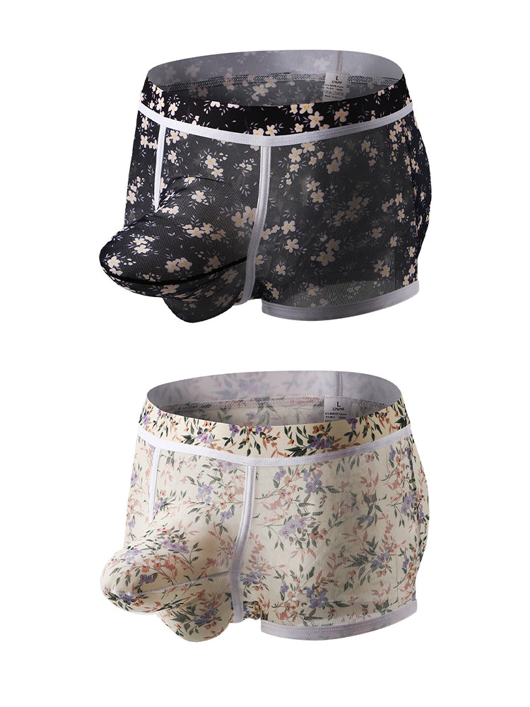 2-pack Men's Mesh Elephant Nose Transparent Boxer Briefs