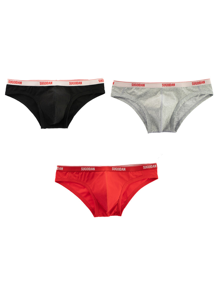 3 Pack Men's Cotton Ultra-Narrow Waistband Sexy Breathable Briefs