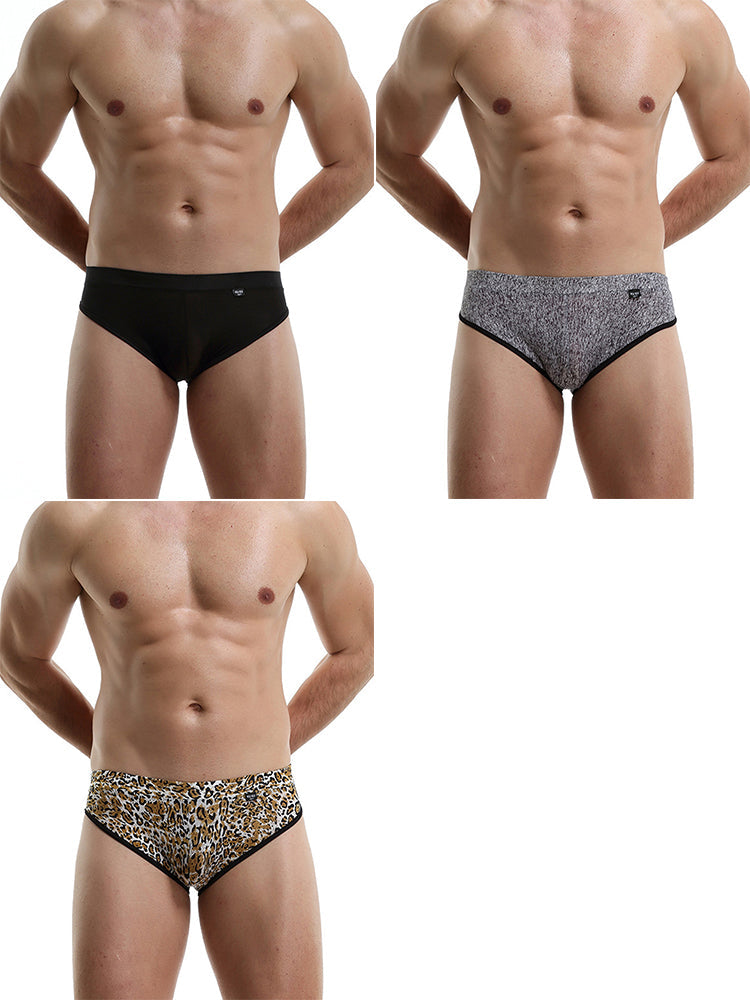 3 Pack Men's Nylon Sexy Low-Rise High-Elastic Briefs