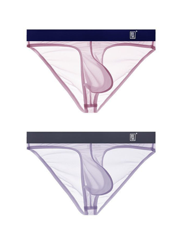Men's Ultra Thin Ice Silk See-through Briefs