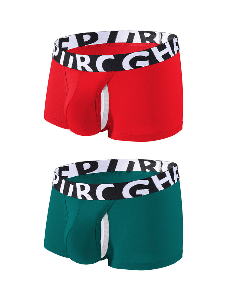 2 Pack Men's Separated Pouch Side Vent Design Trunks