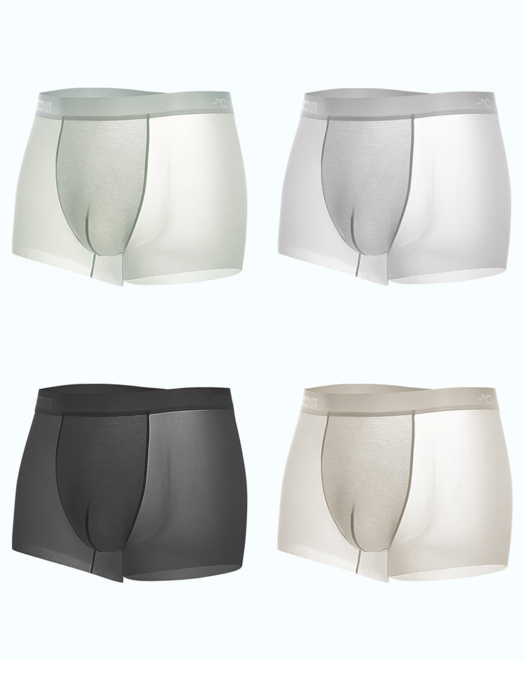 4 Pack Men's Breathable Ice Silk Antibacterial Sports Trunks