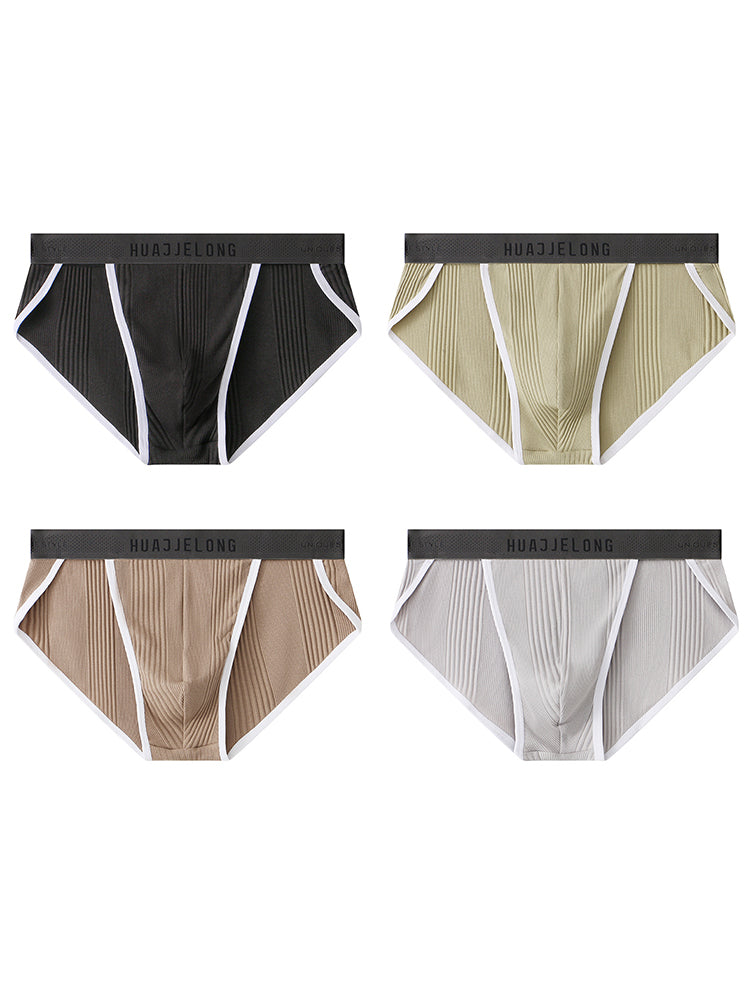 4 Pack Men's Solid Color Cotton Breathable Trendy Briefs