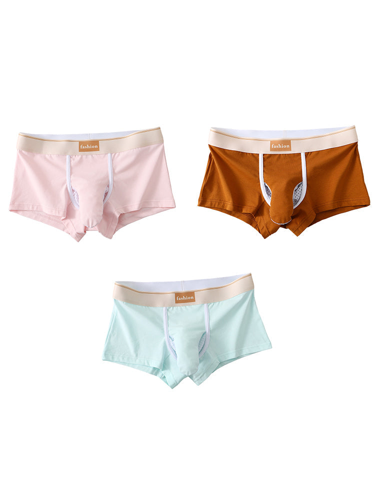 3 Pack Men's Elephant Trunks Gun and Bullet Separation Solid Color Cotton Sexy Boxer Briefs