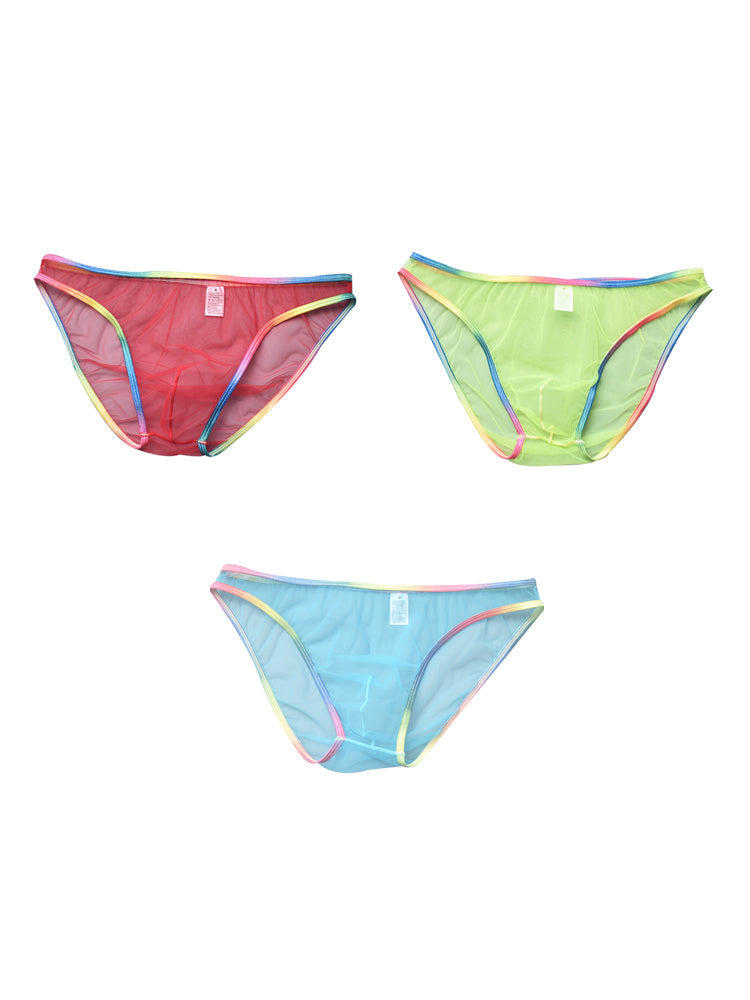 3-pack Men's Ultra-sheer Rainbow-edge Mesh Briefs