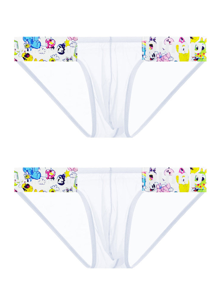 Men's Cartoon High-Cut Triangle Briefs | Breathable Transparent Stylish Underwear