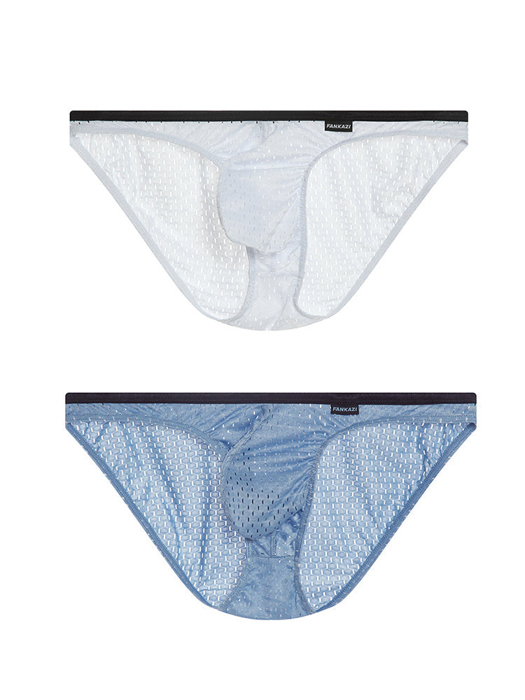 2-pack Men's Low-rise Mesh U-shaped Convex Pocket Sports Briefs